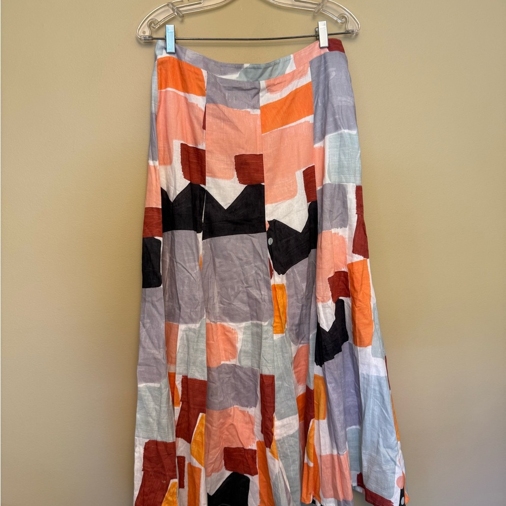 Anthropologie Set, Orange Pink Maxi A-line Skirt & Top - Picture 3 of 4